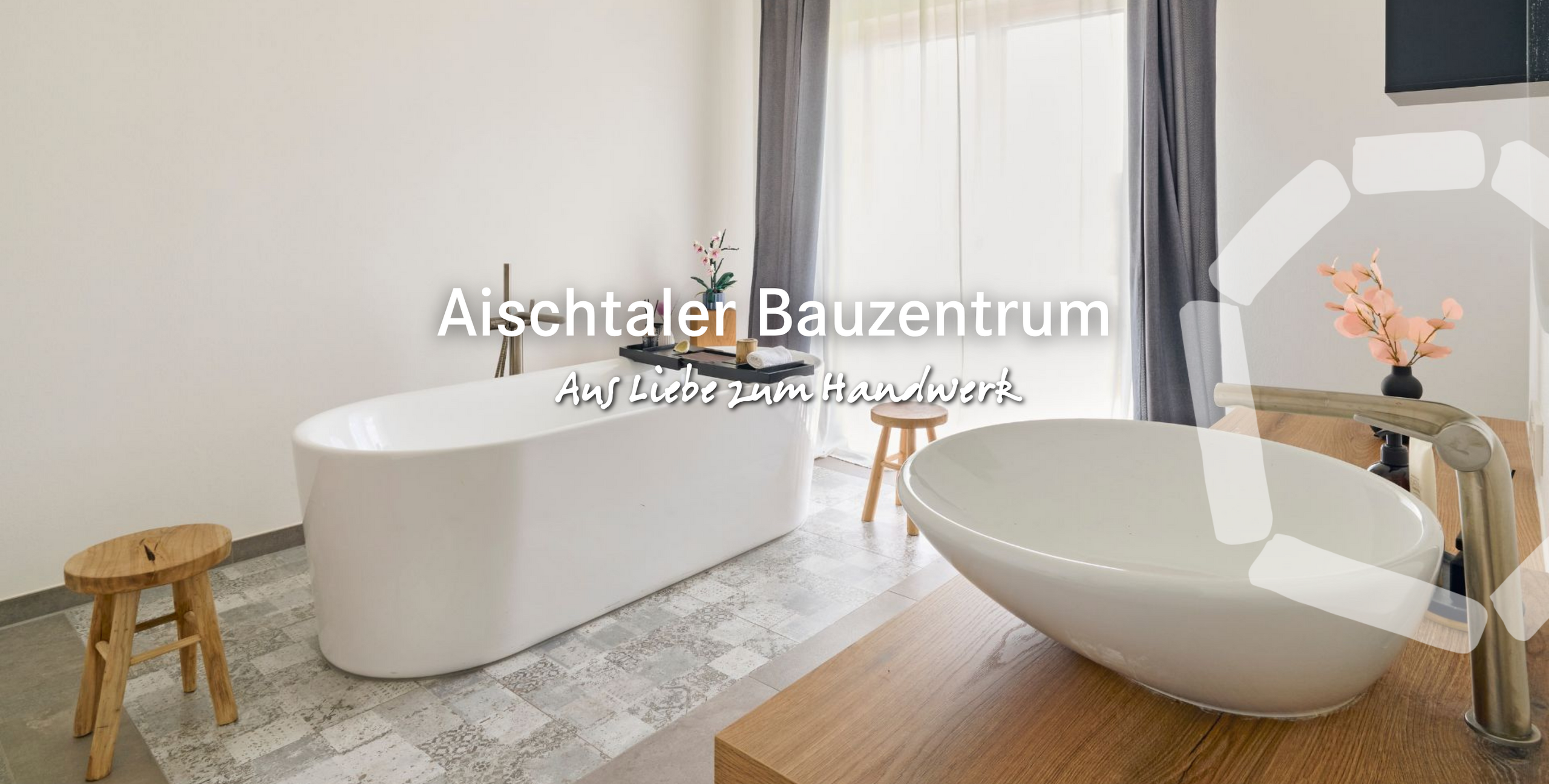 Modernes Bad mit freistehender Wanne und Doppelwaschbecken – Sanitärkompetenz Aischtaler Bauzentrum